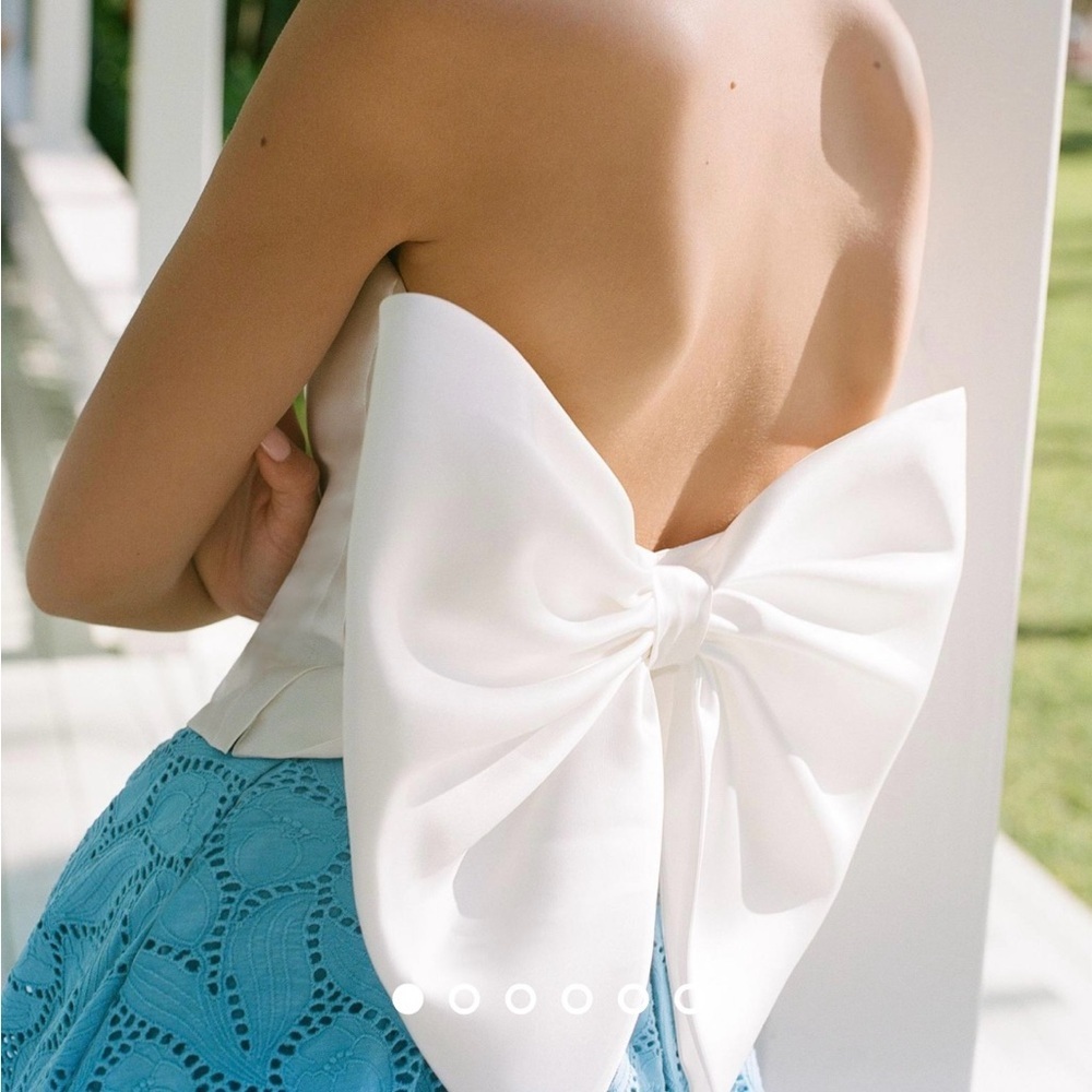 Anthropologie Hutch Strapless White Bow Top